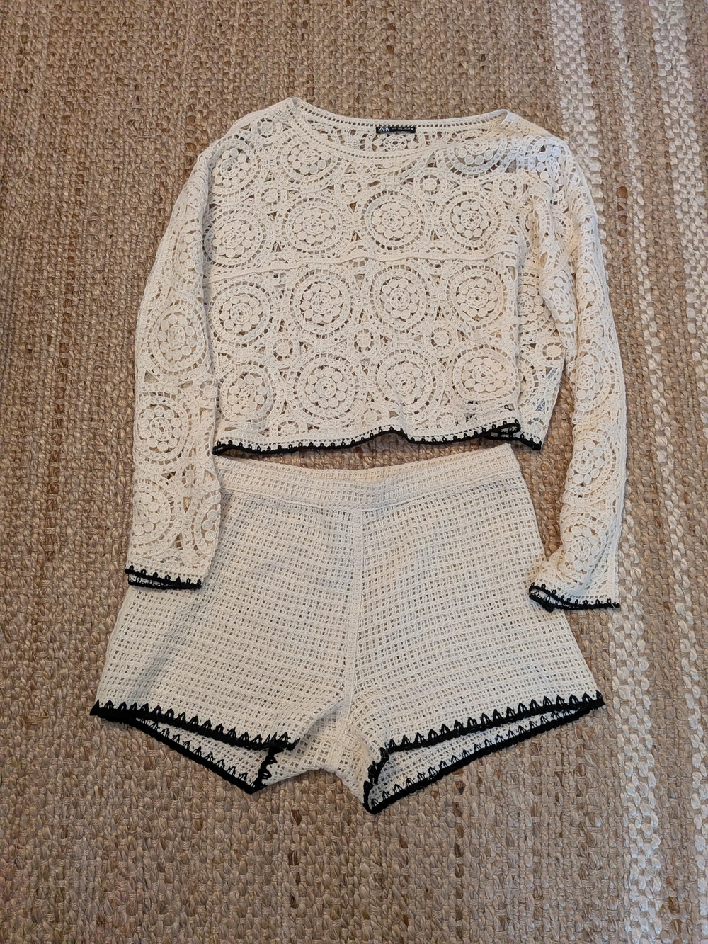 Zara Cream Crochet Lace Top